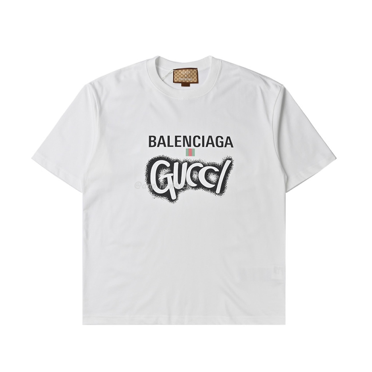 Balenciaga X Gucci Co Branded Double B Letter Printed Logo Printed Short Sleeved T Shirt (9) - newkick.org